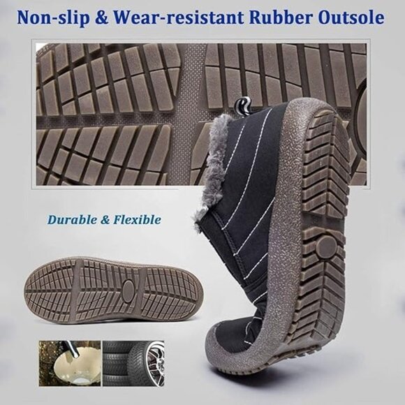 Eagsouni Size 14.5 Women 13 Men Ankle Booties Unisex Slip On Faux Fur Lined - Picture 10 of 11